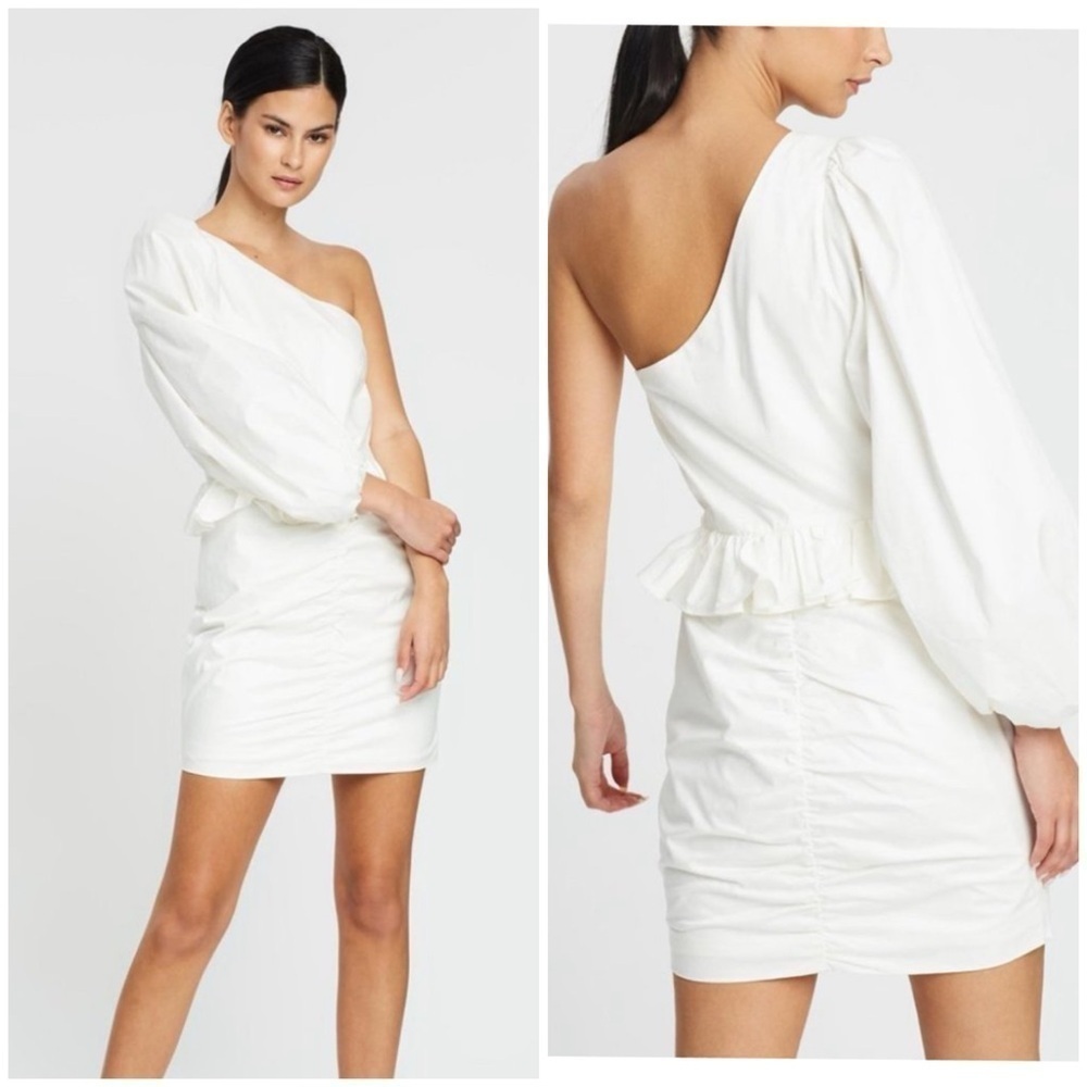 Shona Joy Grant One-Shoulder White Mini Dress 2